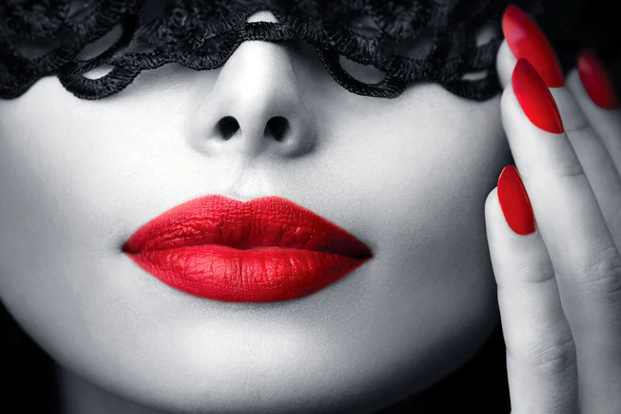 SCARLET Red-Lipped Beauty Portrait Modern Wall Art TG