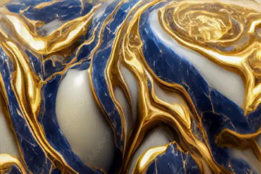 NC-77 BLUE FLOW Texture Marble Modern Wall Art TG