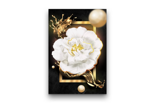SULC-38 BLOOM White Flower Blossom Modern Wall Art TG