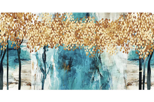 NC-26 FOREST Abstract Golden Wall Art Print TG