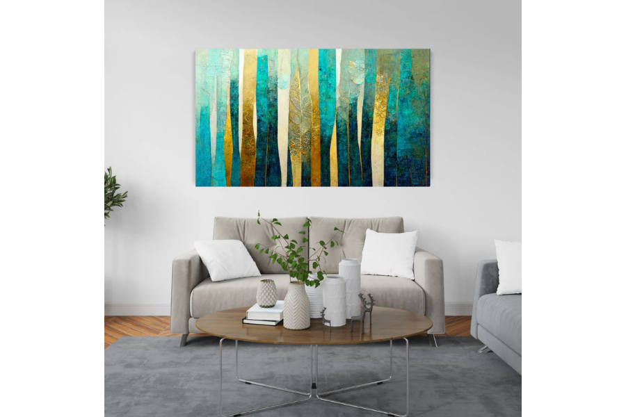 NC-84 FOREST Green Stripe Modern Wall Art TG