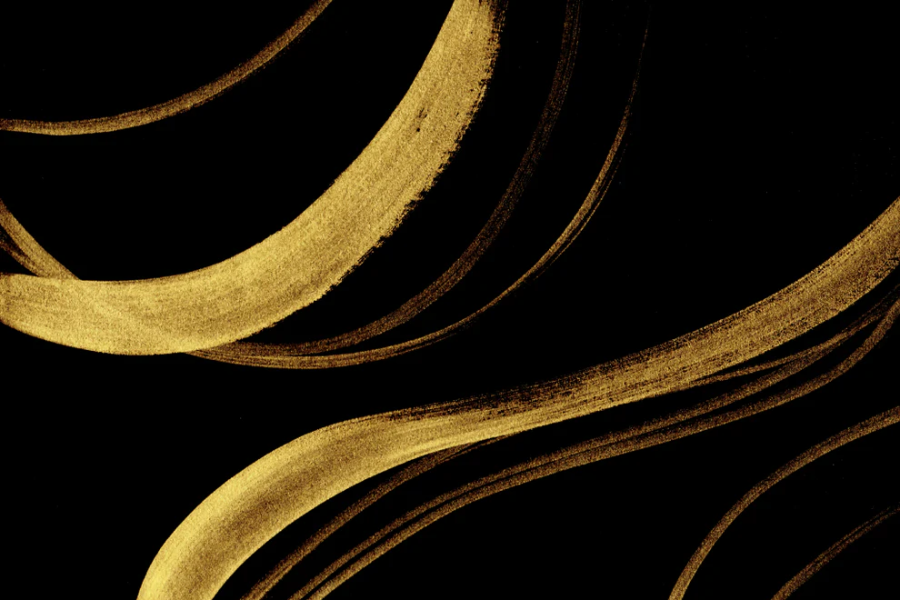 NC-66 EBONY Gold Inked Marble Modern Wall Art TG