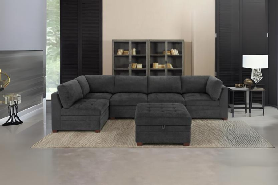 Thomasville Tisdale Fabric Sectional with Storage Ottoman Floor Model