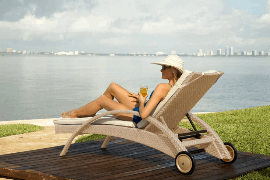 Panama Jack Austin Chaise Lounge with Cushion PJO-3801-NAT-CL-CUSH