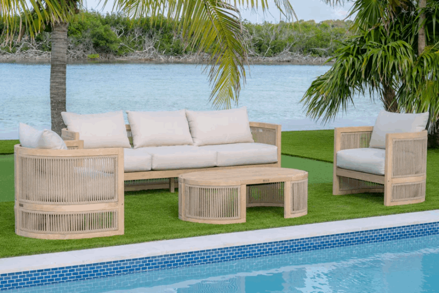 Panama Jack Cabo 4-Piece Sofa Seating Set SKU:PJO-4401-NAT-4PS