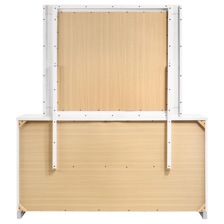 Felicity 6-drawer Dresser with LED Mirror White High Gloss