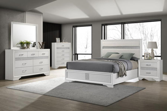 Miranda 54-inch Upholstered Panel Bed White 205110 - Venini Furniture 