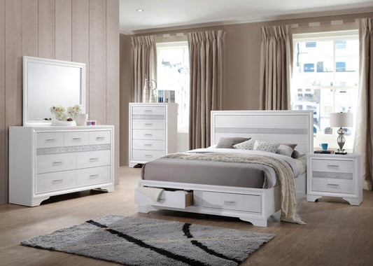 Miranda 51-inch Wood Full Storage Panel Bed White 205111 - Venini Furniture 
