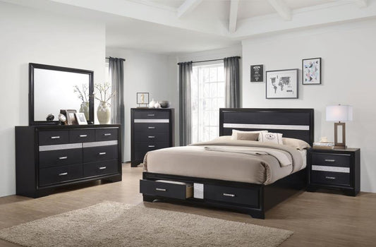 Miranda 51-inch Wood Storage Panel Bed Black 206361 - Venini Furniture 