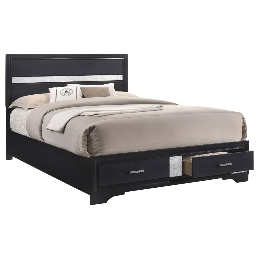 Miranda Wood Queen Storage Panel Bed Black 206361Q