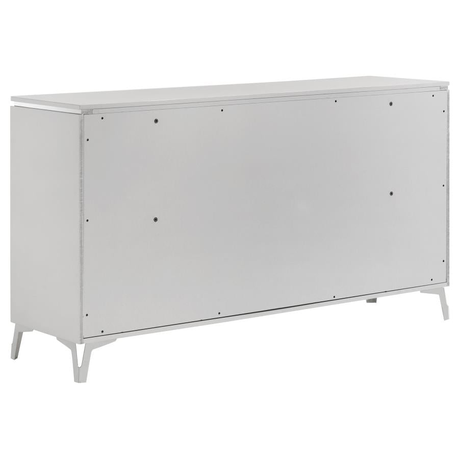 Cassia 4 or 5 piece Eastern King LED Bedroom Set White High Gloss