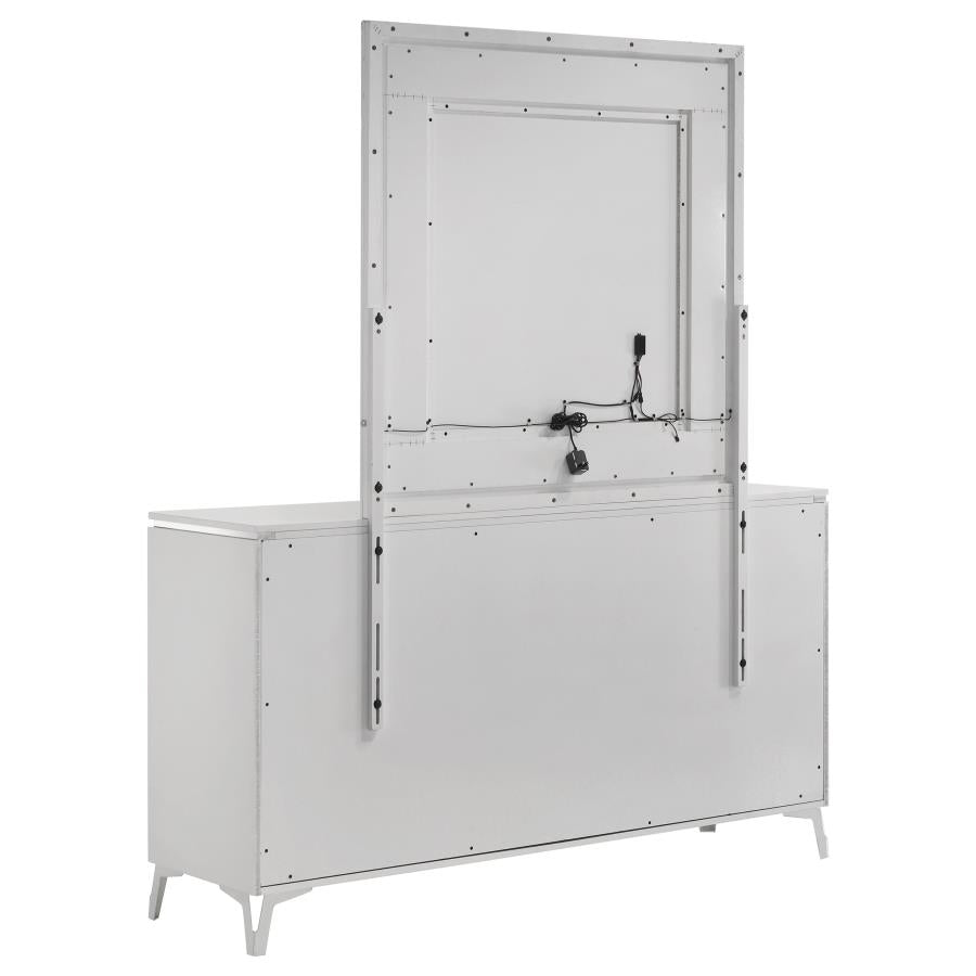 Cassia 4 or 5 piece Eastern King LED Bedroom Set White High Gloss
