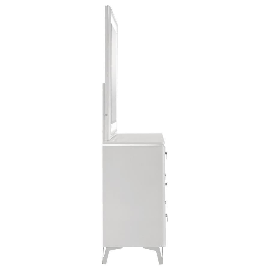 Cassia 4 or 5 piece Eastern King LED Bedroom Set White High Gloss