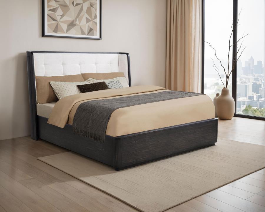 Leandro 55-inch Wingback Bed Burnished Black California King 222491KW, Eastern King 222491KE AND Queen 222491Q - Venini Furniture 
