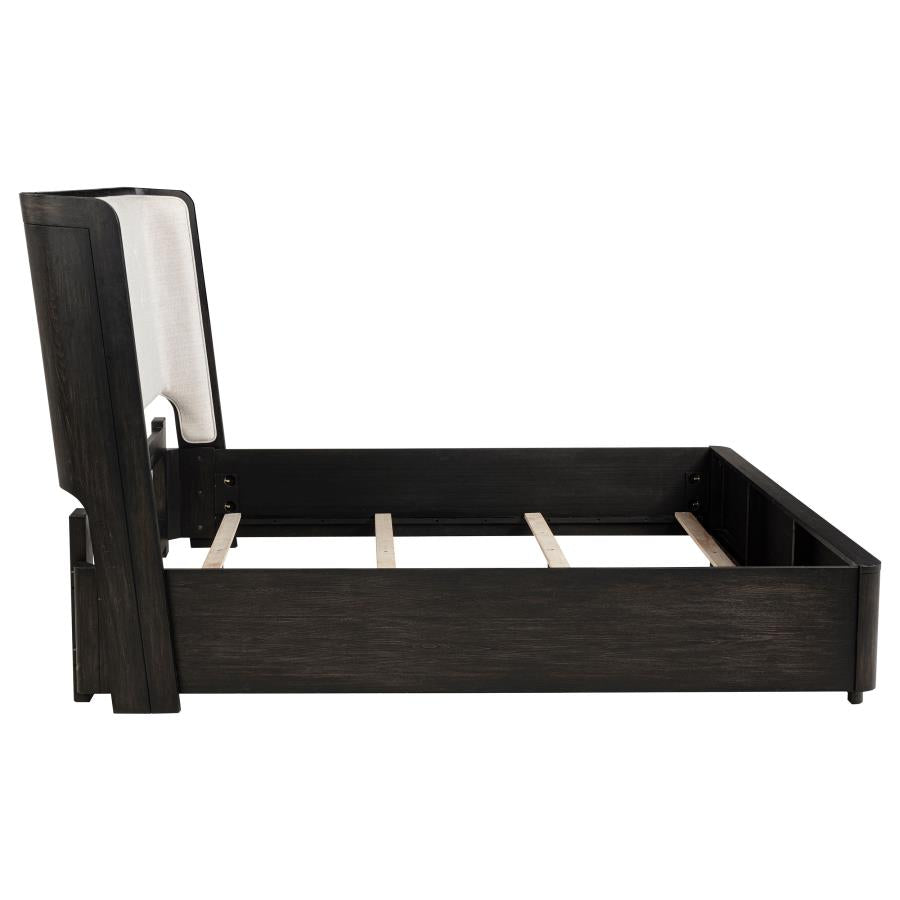 Leandro 55-inch Wingback Bed Burnished Black California King 222491KW, Eastern King 222491KE AND Queen 222491Q - Venini Furniture 