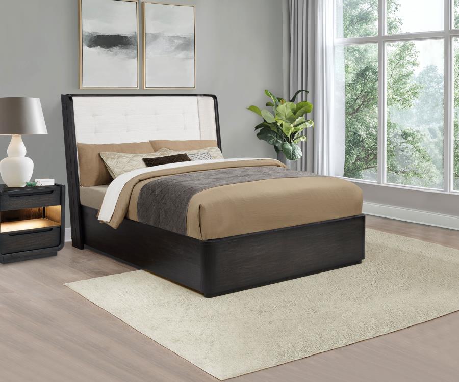 Leandro 55-inch Wingback Bed Burnished Black California King 222491KW, Eastern King 222491KE AND Queen 222491Q - Venini Furniture 