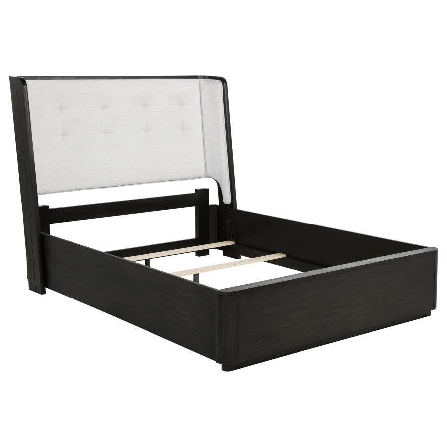Leandro 55-inch Wingback Bed Burnished Black California King 222491KW, Eastern King 222491KE AND Queen 222491Q - Venini Furniture 
