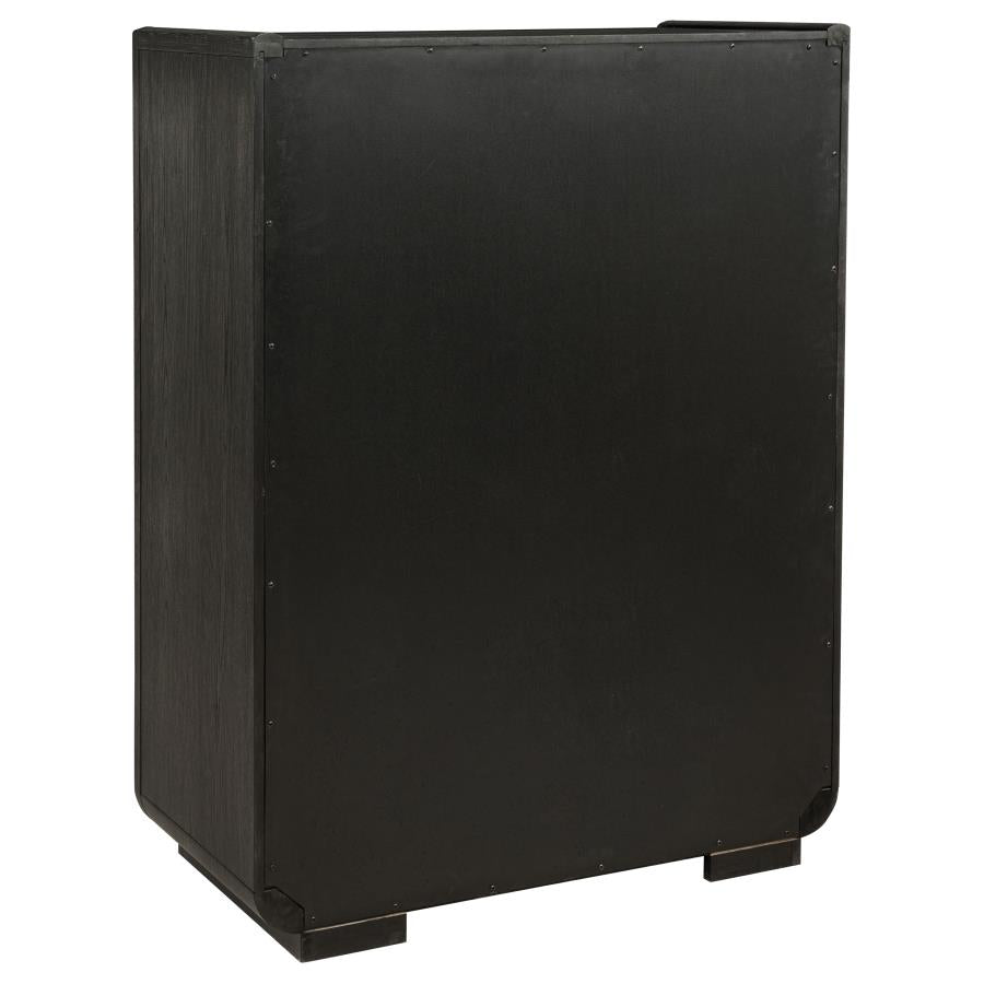 Leandro 5-drawer Bedroom Chest of Drawers Burnished Black 222495 - Venini Furniture 