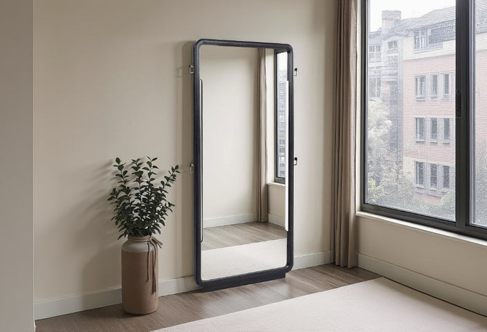 Leandro 76-inch Full Length Floor Mirror Burnished Black 222498 - Venini Furniture 