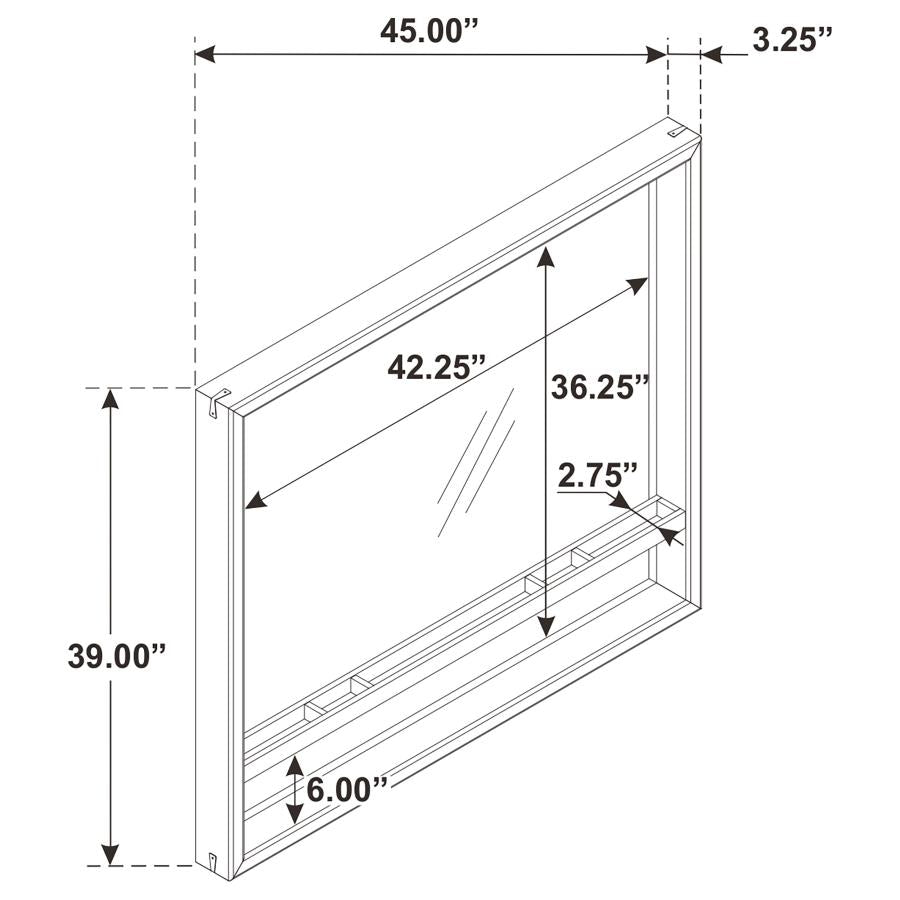 Stillwater Dresser Mirror with Jewelry Shelf 222804 - Venini Furniture 