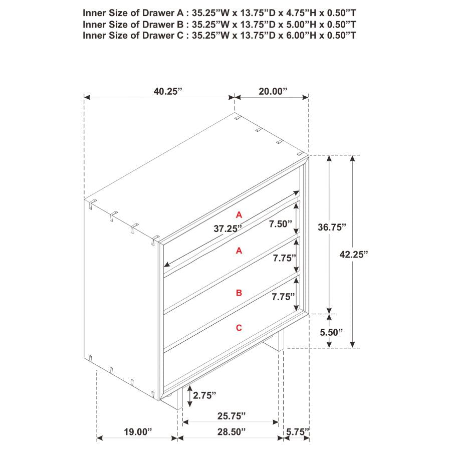 Stillwater 4-drawer Chest 222805 - Venini Furniture 