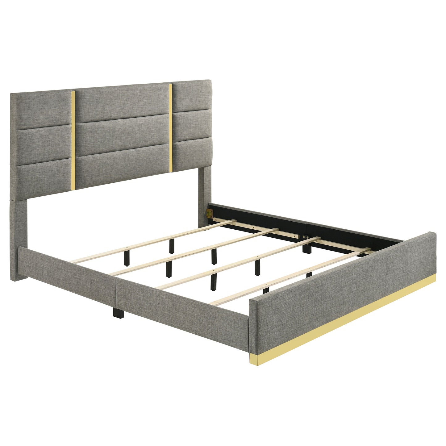 Ines 56-Inch Fabric Upholstered Panel Bed – Gray Available in Queen & Eastern King - Venini Furniture 
