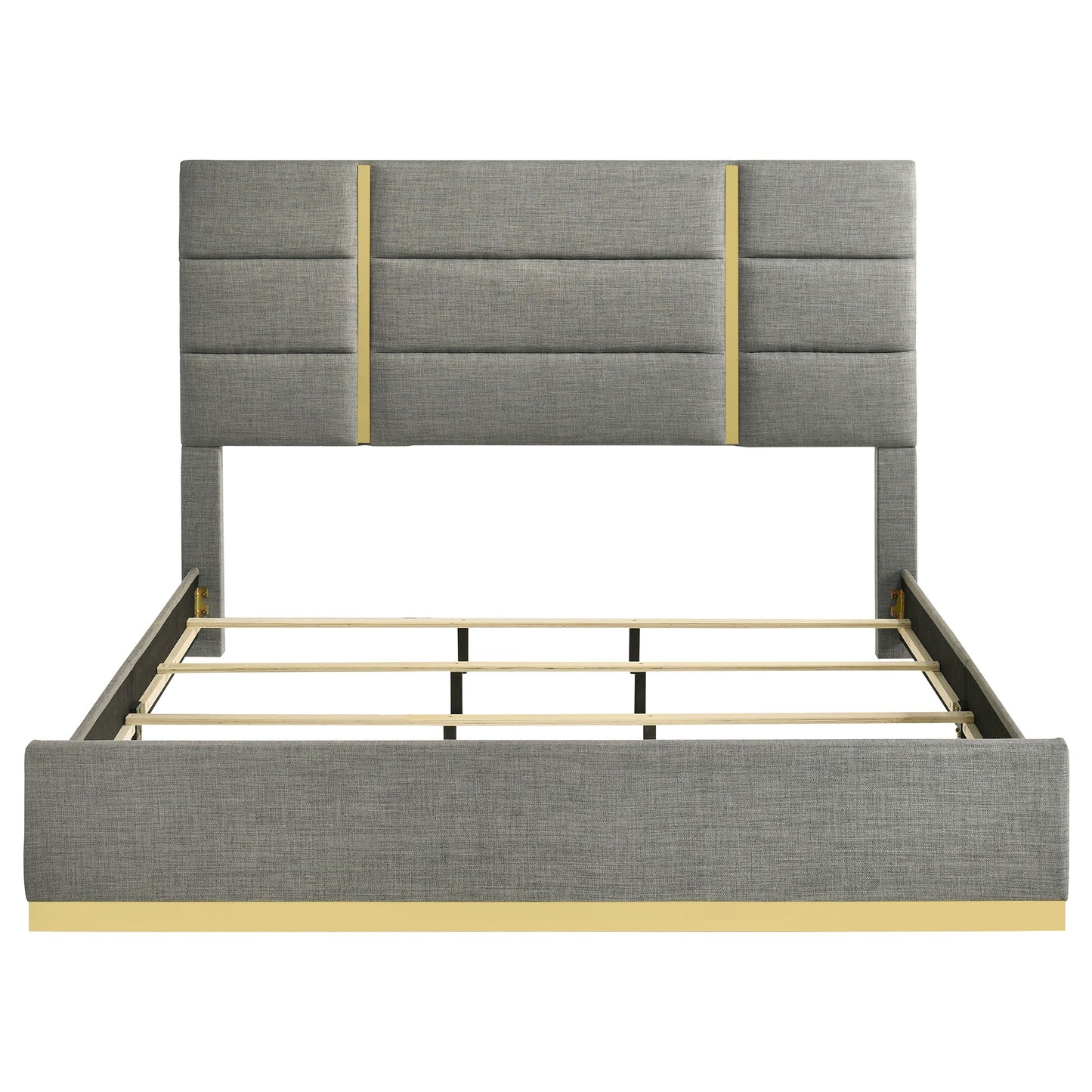 Ines 56-Inch Fabric Upholstered Panel Bed – Gray Available in Queen & Eastern King - Venini Furniture 