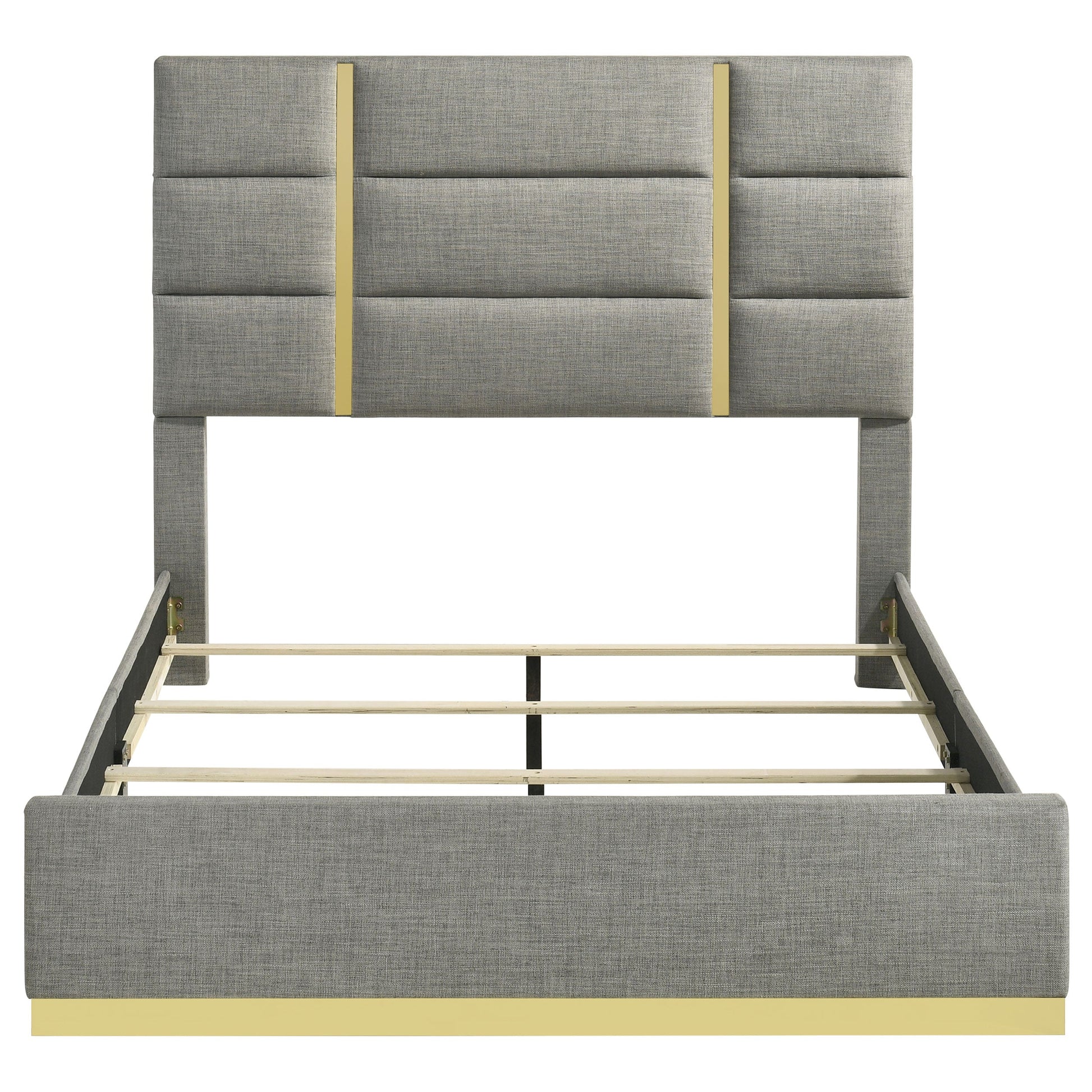 Ines 56-Inch Fabric Upholstered Panel Bed – Gray Available in Queen & Eastern King - Venini Furniture 