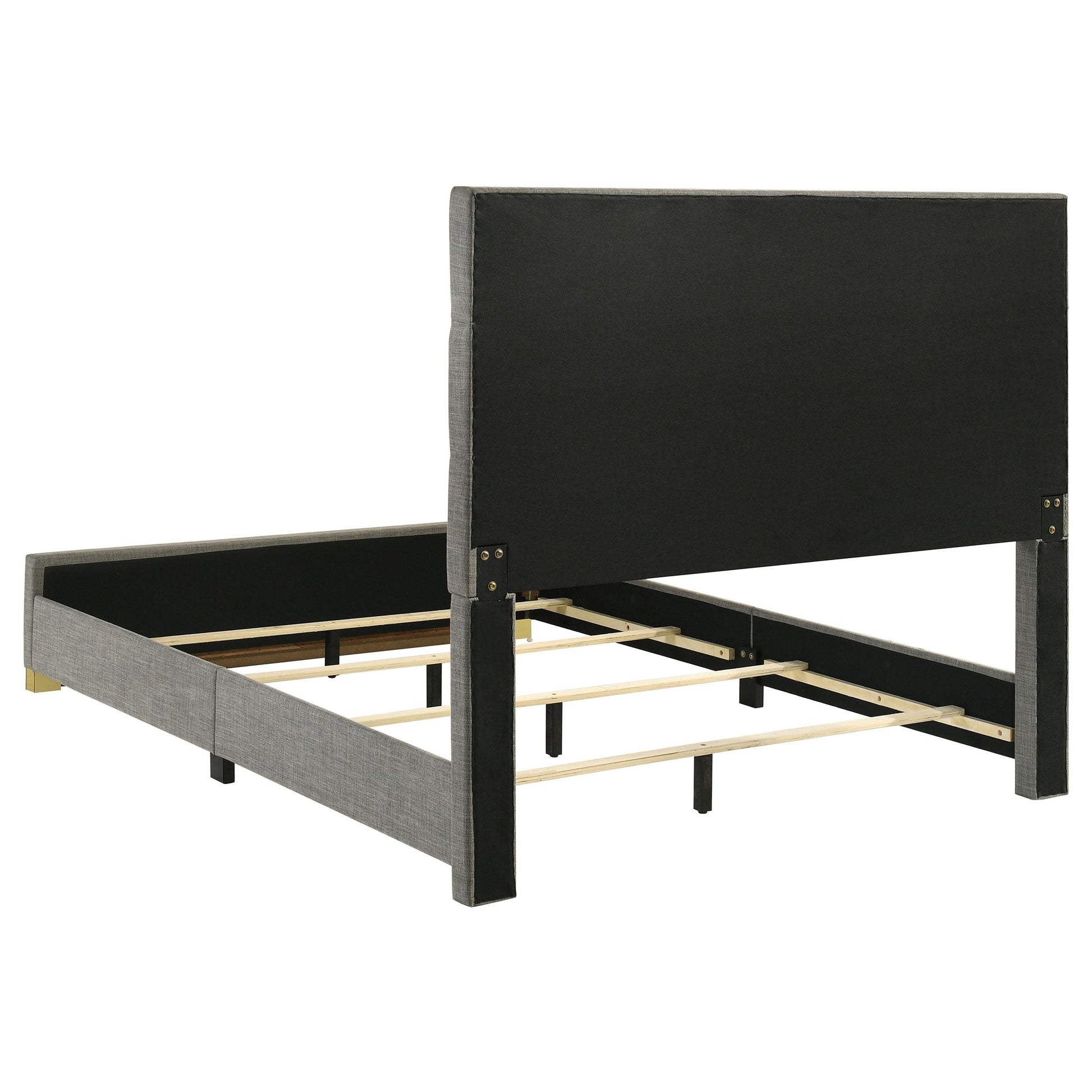Ines 56-Inch Fabric Upholstered Panel Bed – Gray Available in Queen & Eastern King - Venini Furniture 