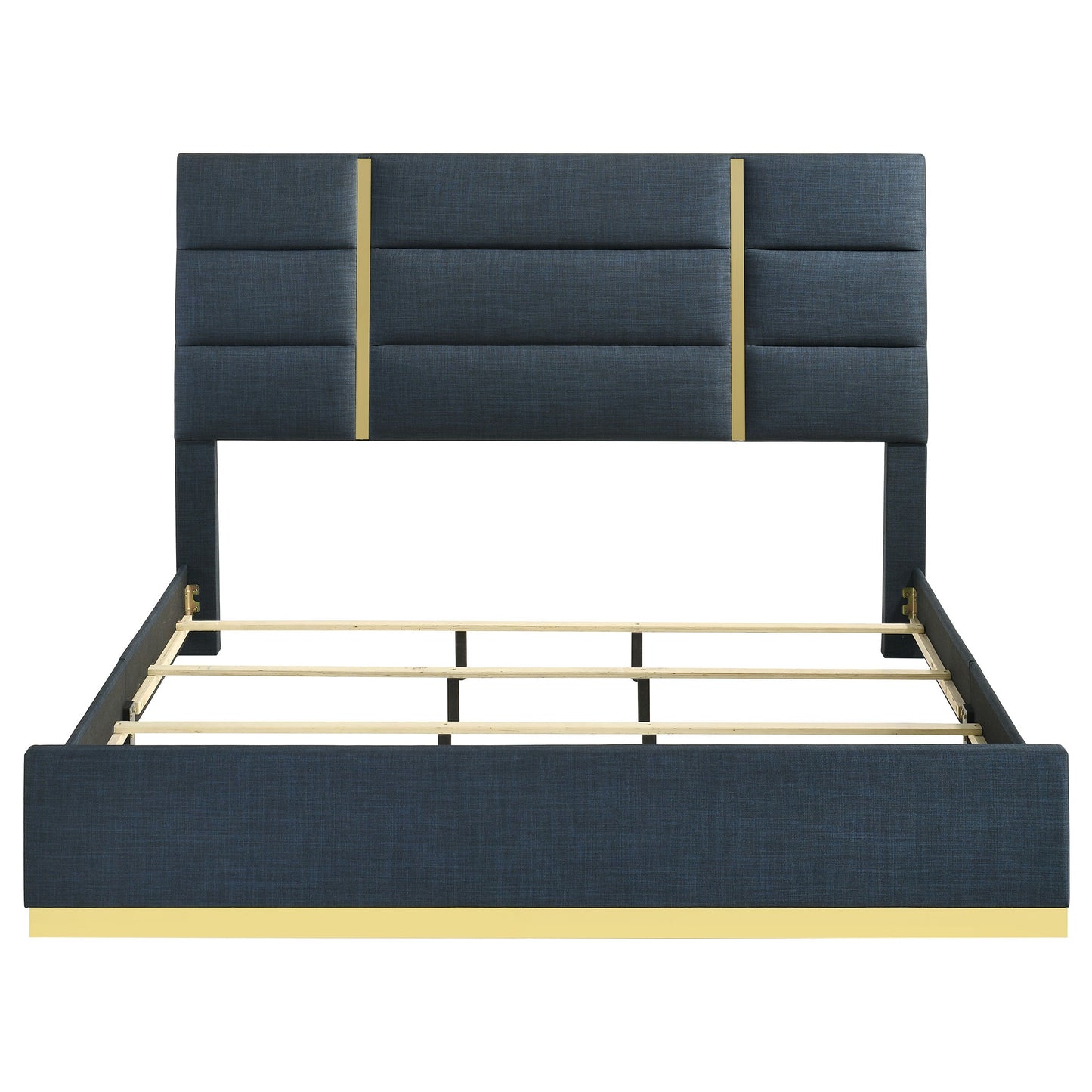 Ines 56-Inch Fabric Upholstered Panel Bed – Navy Available in Queen & Eastern King - Venini Furniture 