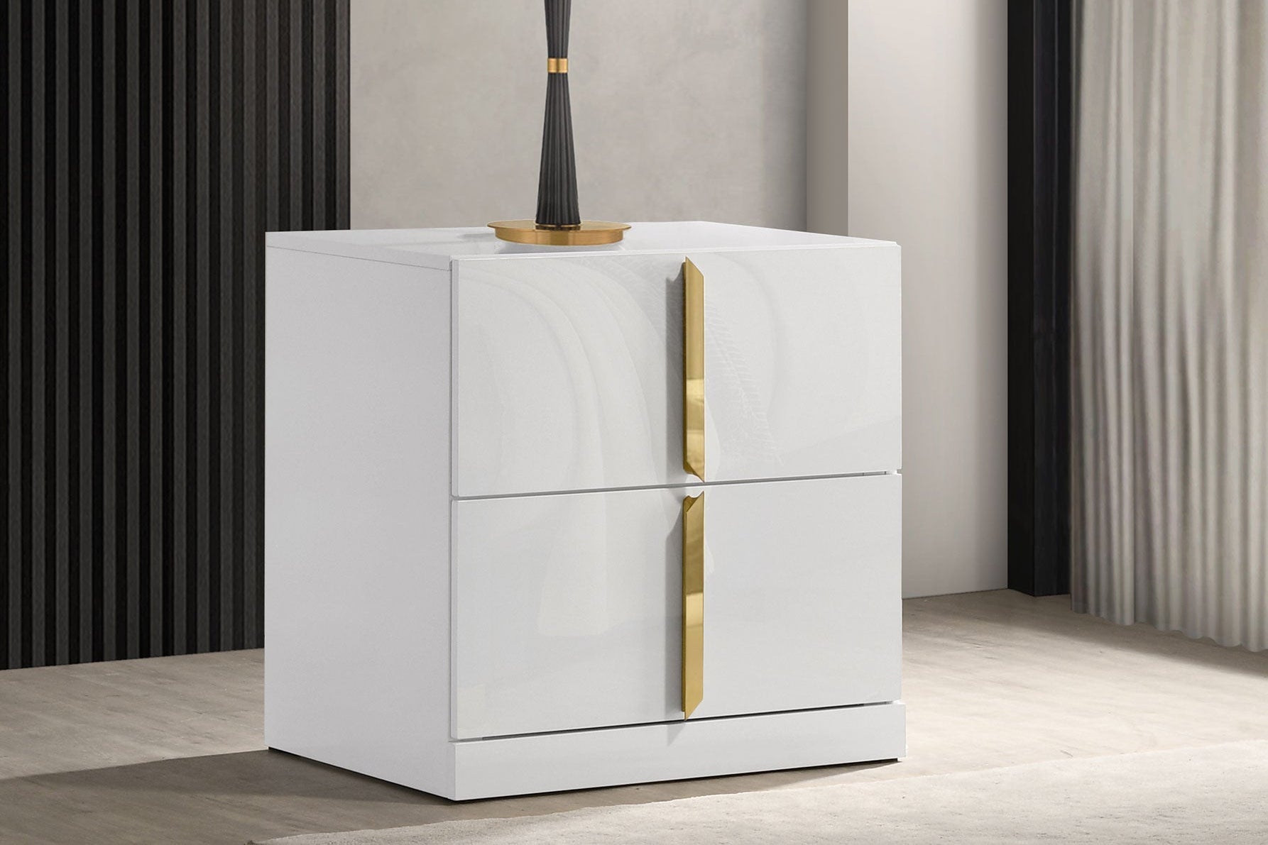 Ines 2-drawer Nightstand Bedside Table White High 223092 - Venini Furniture 