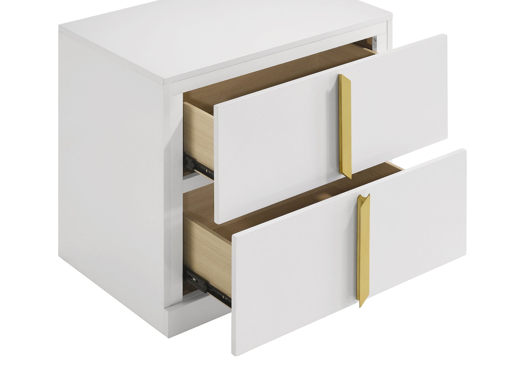Ines 2-drawer Nightstand Bedside Table White High 223092 - Venini Furniture 