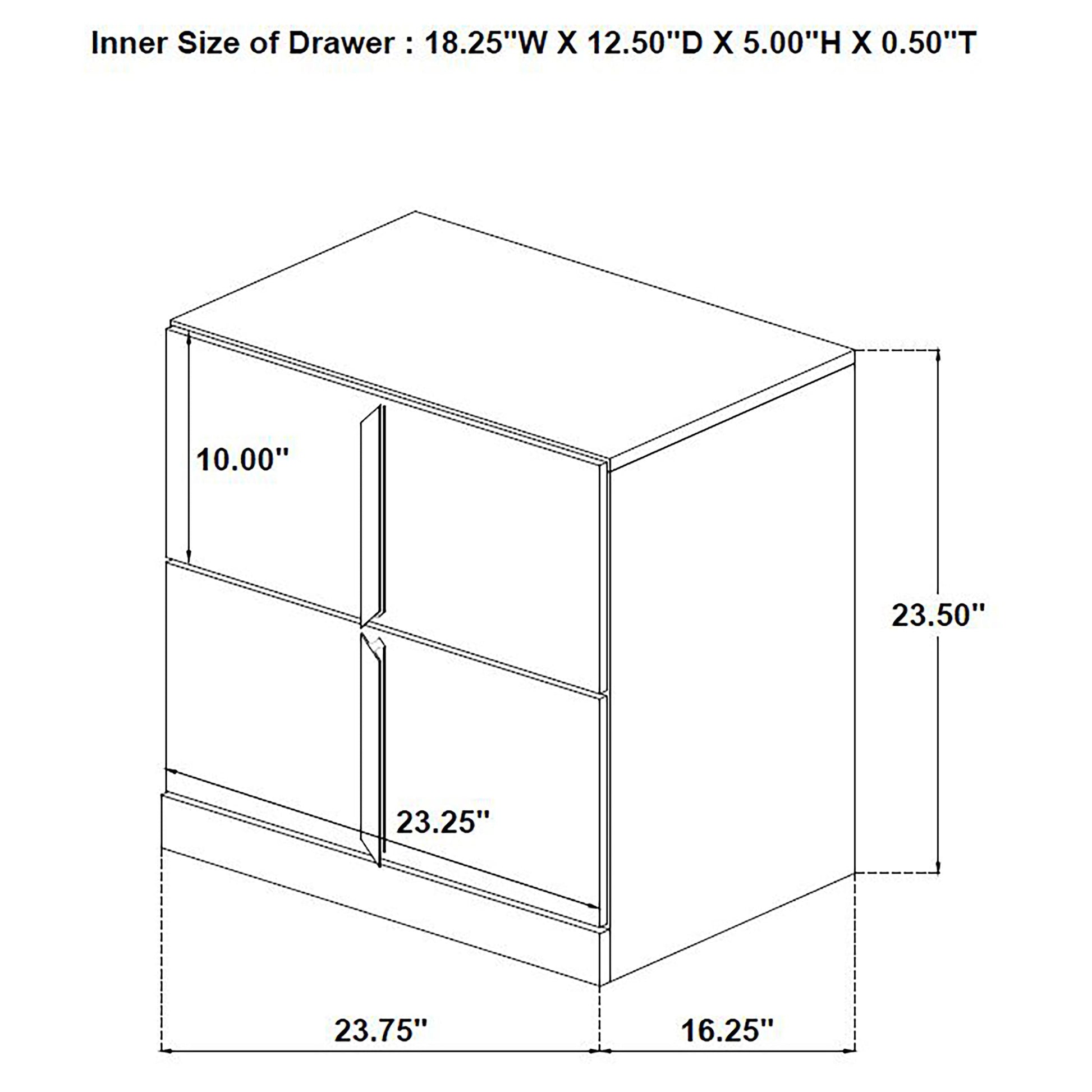 Ines 2-drawer Nightstand Bedside Table White High 223092 - Venini Furniture 