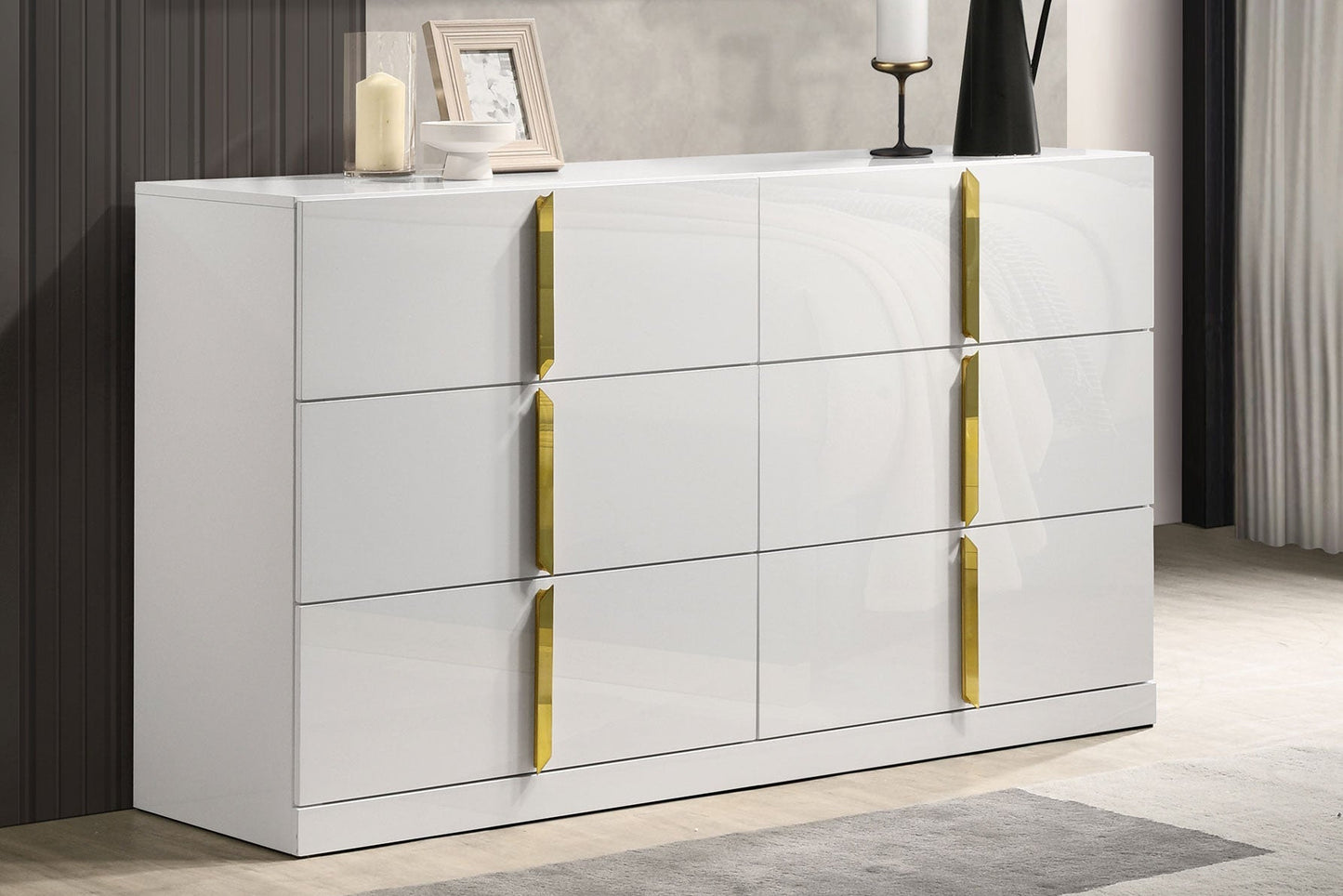 Ines 6-drawer Bedroom Dresser Cabinet White High 223093 - Venini Furniture 