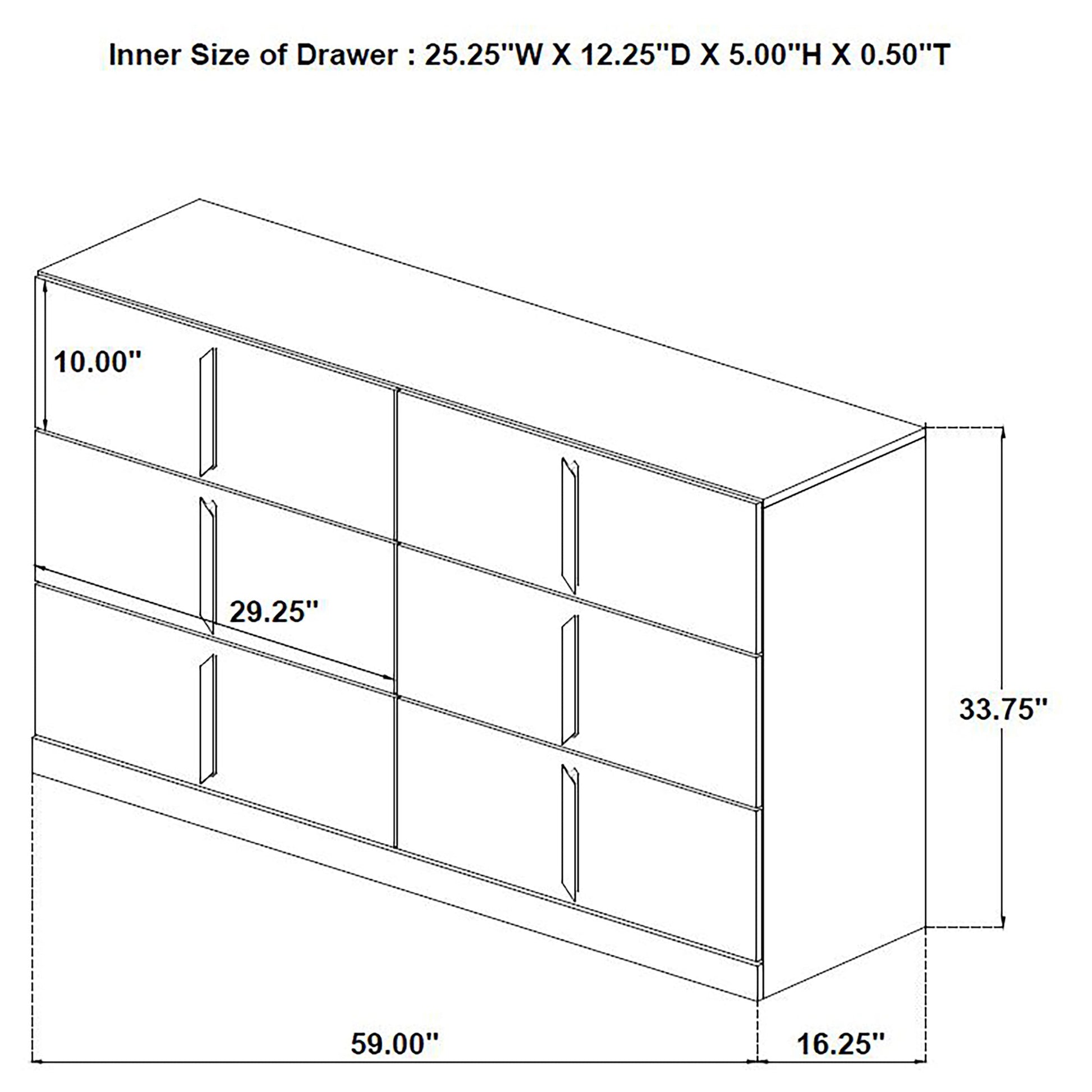 Ines 6-drawer Bedroom Dresser Cabinet White High 223093 - Venini Furniture 