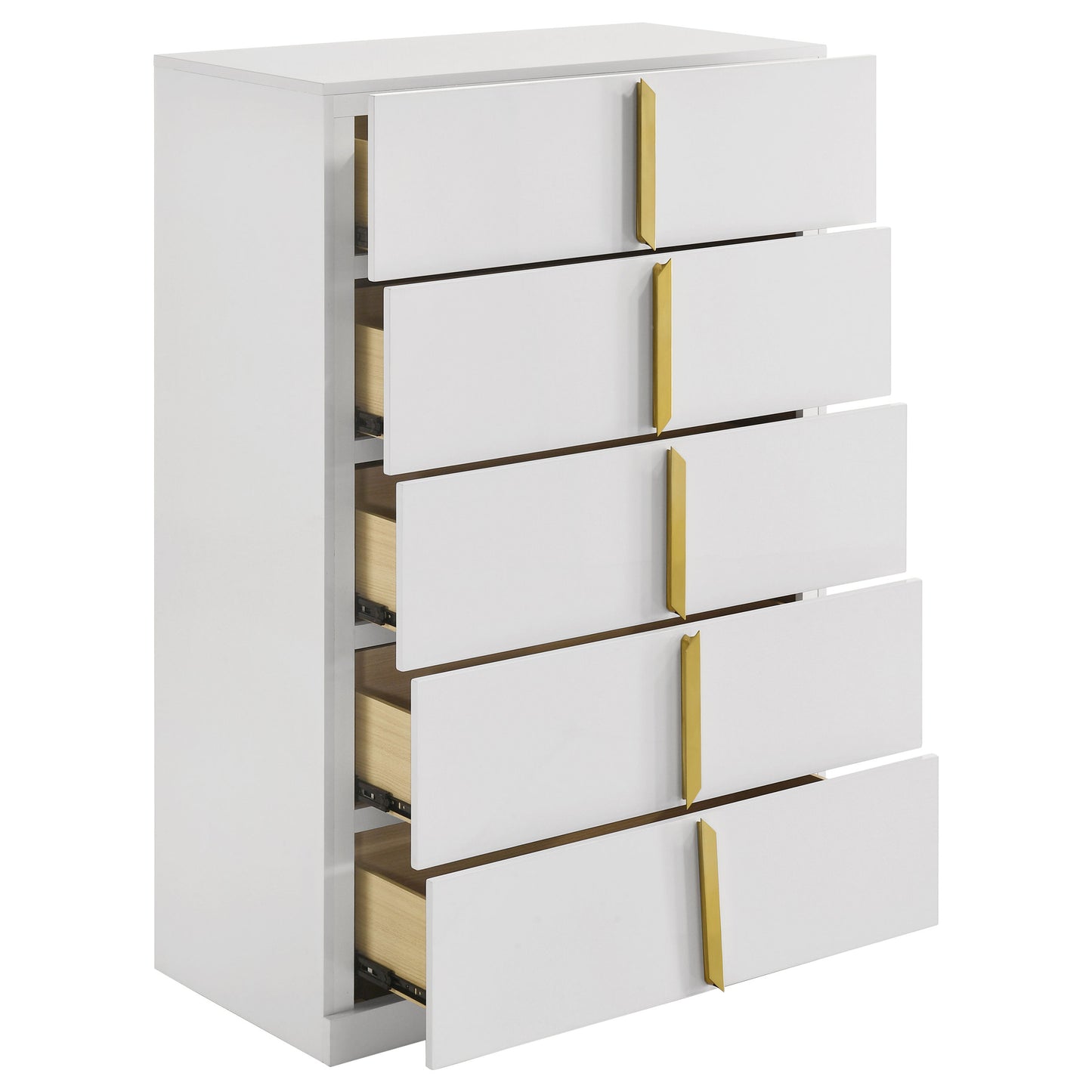Ines 5-drawer Bedroom Chest of Drawers White High Gloss 223095
