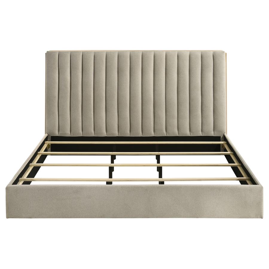Arielle Eastern King Or Queen Bookcase Panel Storage Bed Light Oak. - Venini Furniture 