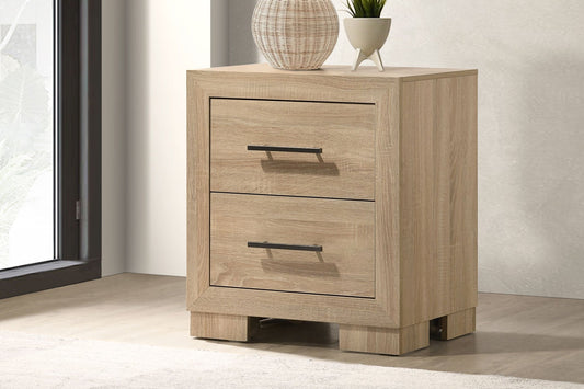 Arielle 2-Drawer Nightstand with Concealed Casters Light Oak 223112