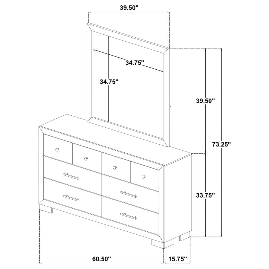 Arielle Dresser and Mirror Set with Mixed Hardware Light Oak 223113M