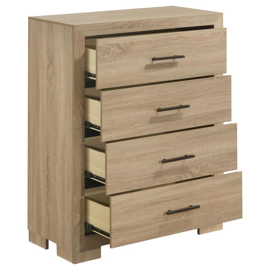 Arielle Eastern King Or Queen Bookcase Panel Storage Bed Light Oak. - Venini Furniture 