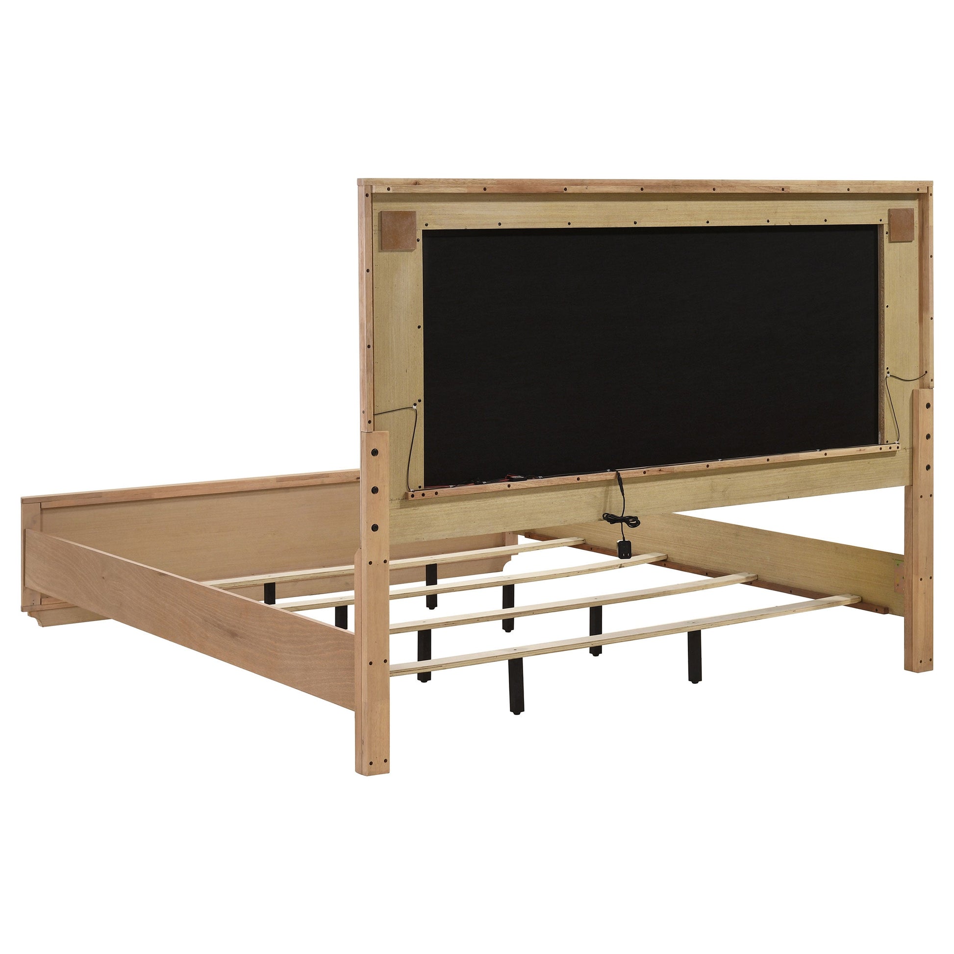 Leanne LED Panel Bed – Queen or Eastern King – Off White & Light Oak. - Venini Furniture 