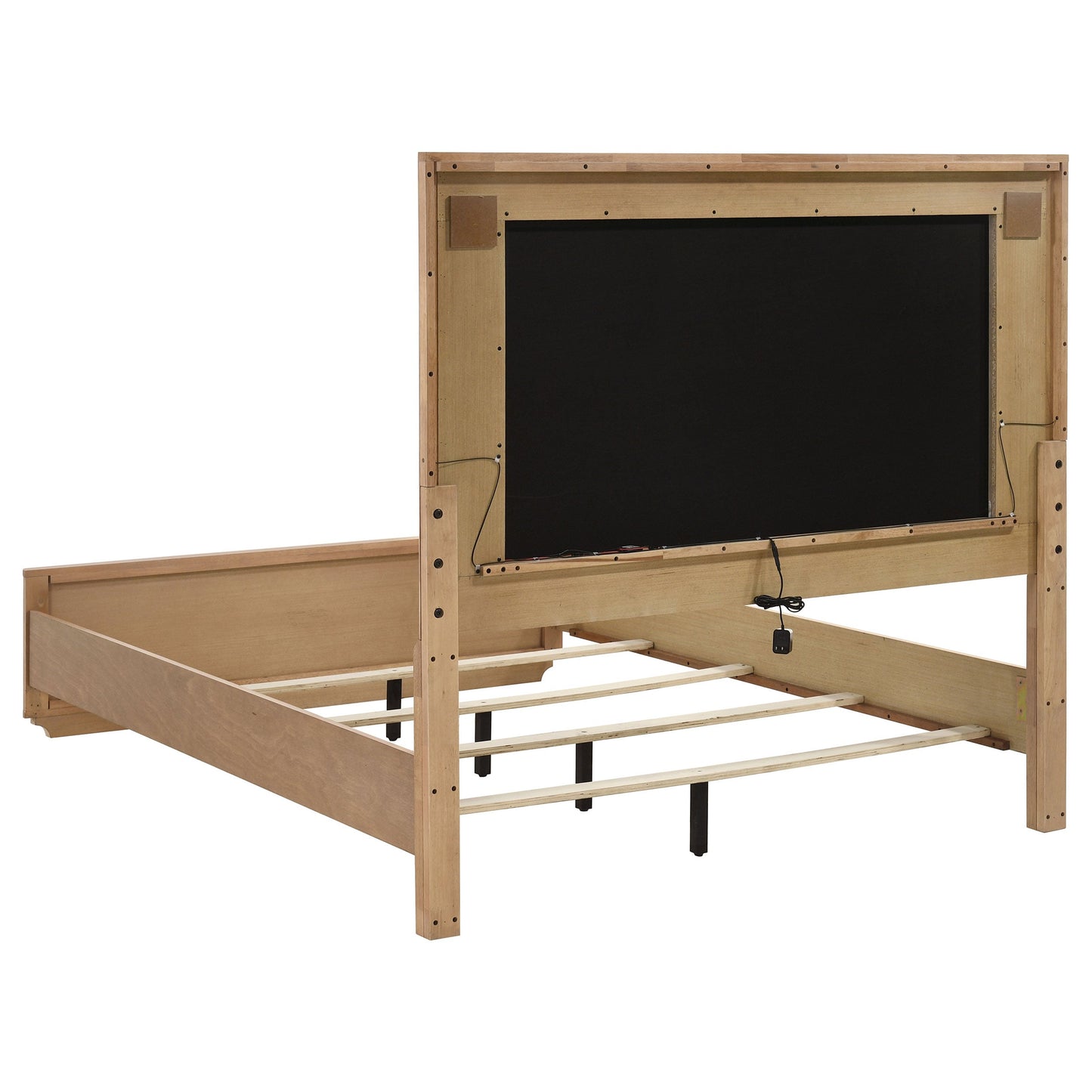 Leanne LED Panel Bed – Queen or Eastern King – Off White & Light Oak. - Venini Furniture 