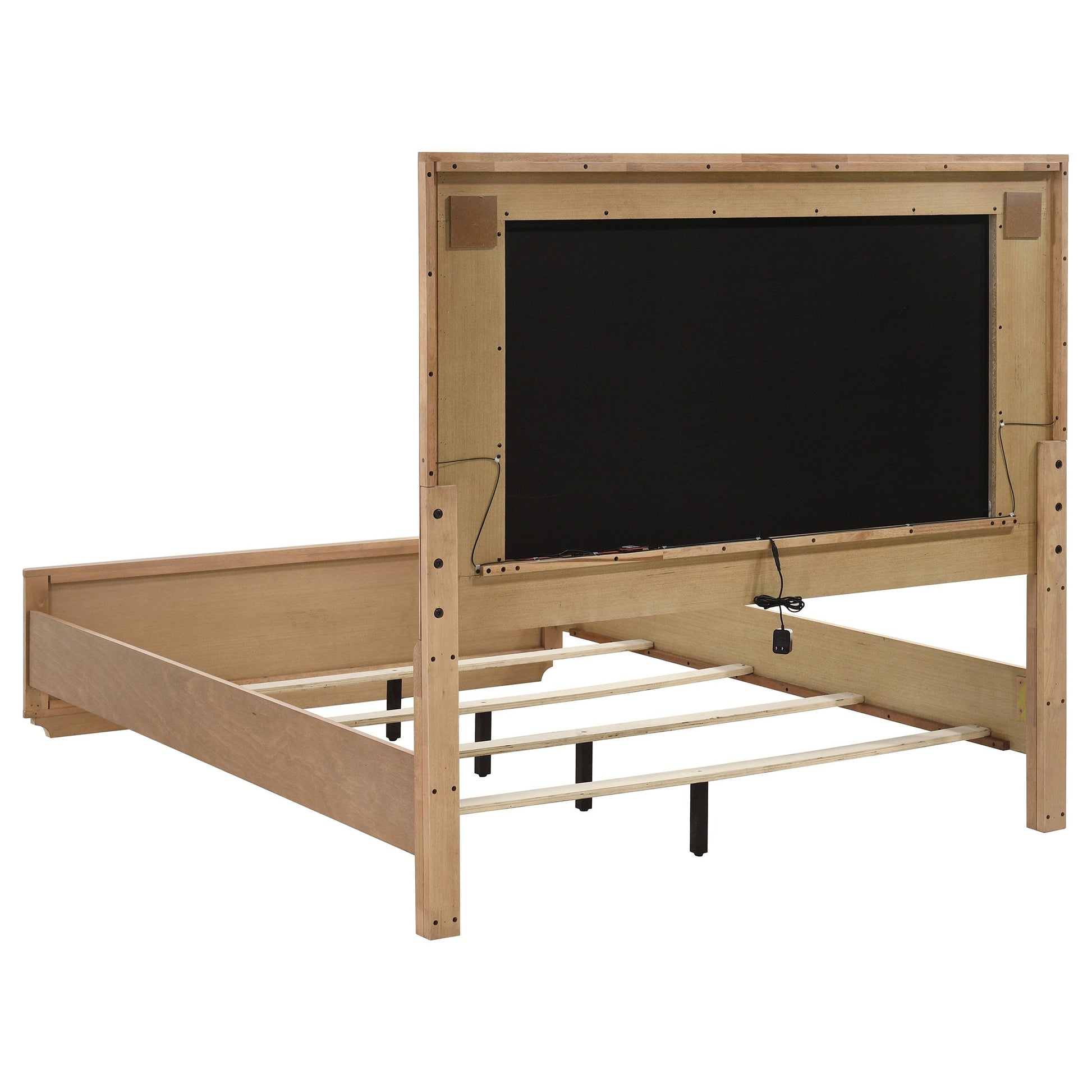 Leanne LED Panel Bed – Queen or Eastern King – Off White & Light Oak. - Venini Furniture 