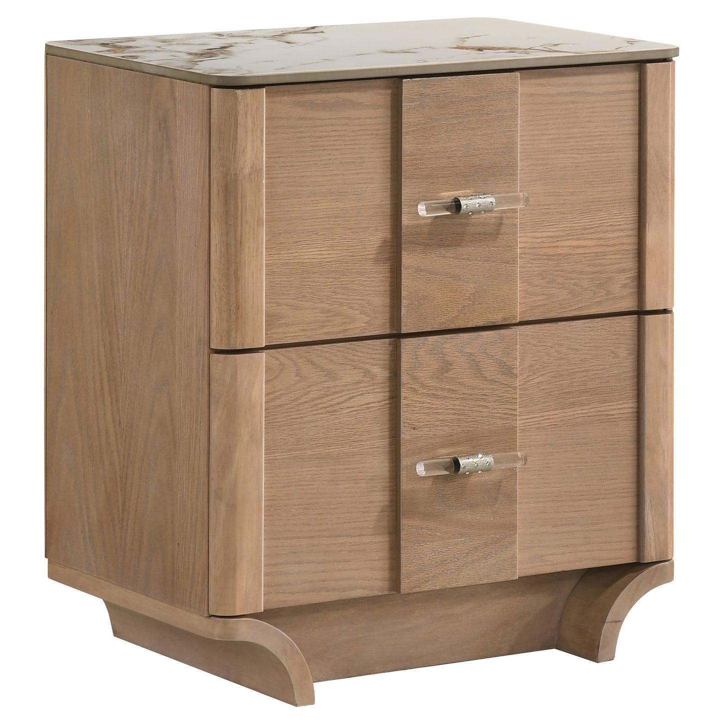 Leanne 2-drawer Sinter Stone Top Nightstand Light Oak 223132 - Venini Furniture 