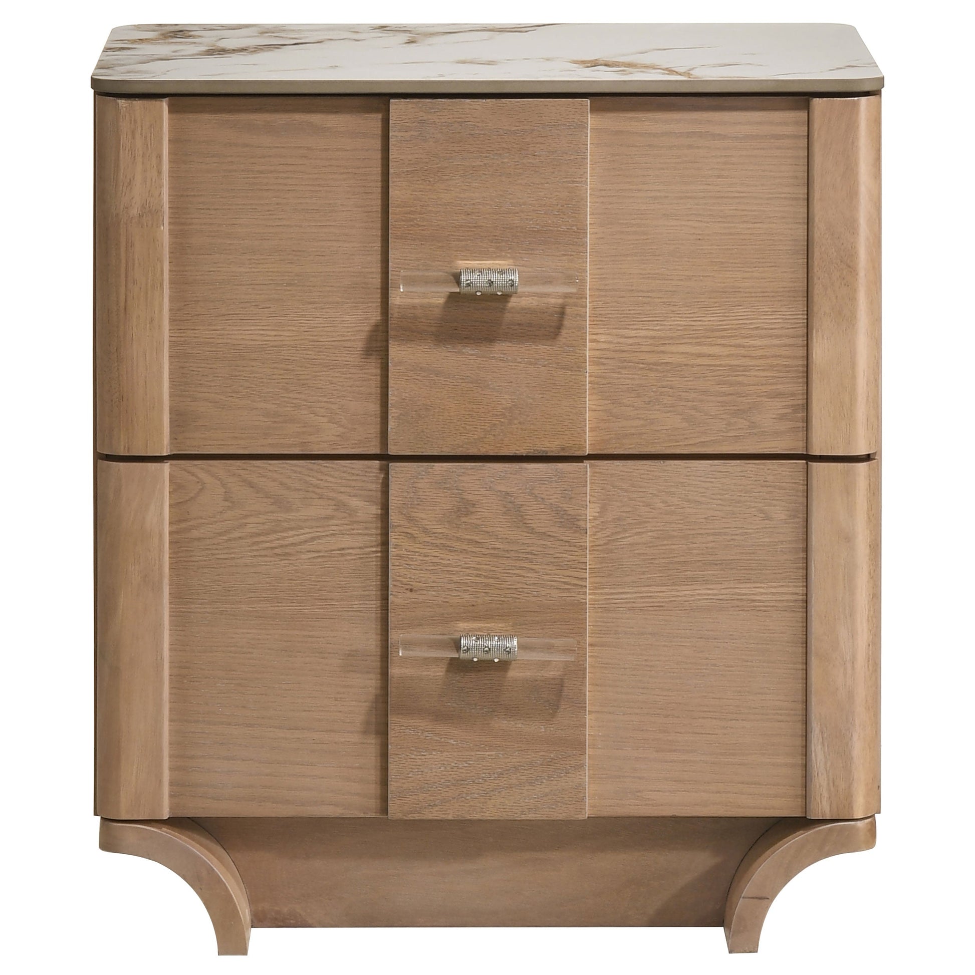 Leanne 2-drawer Sinter Stone Top Nightstand Light Oak 223132 - Venini Furniture 