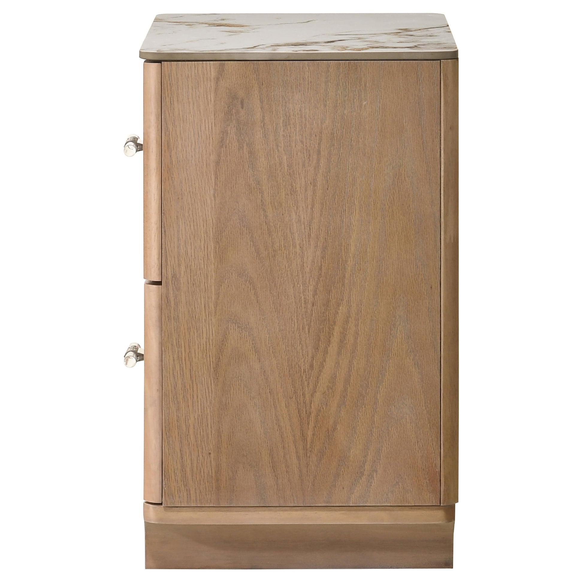 Leanne 2-drawer Sinter Stone Top Nightstand Light Oak 223132 - Venini Furniture 