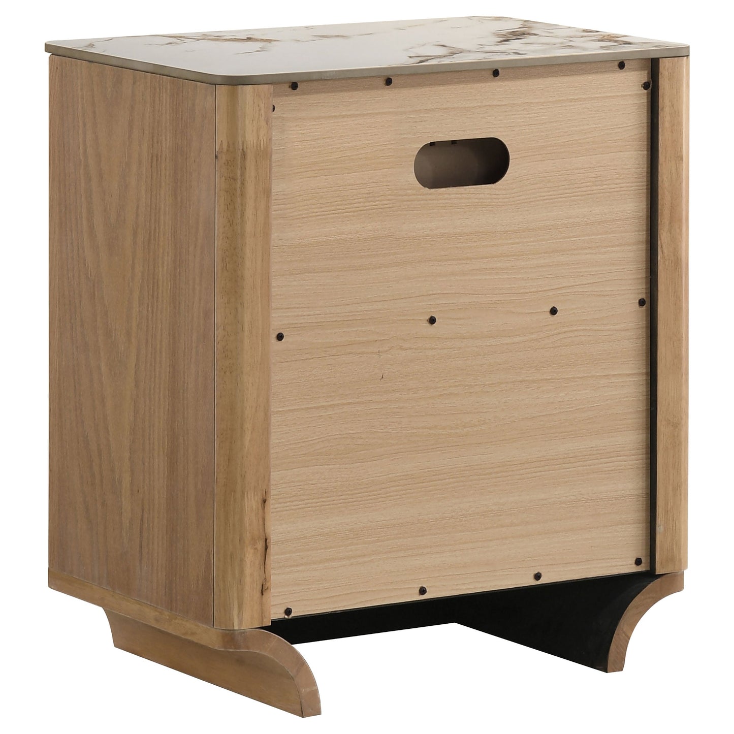 Leanne 2-drawer Sinter Stone Top Nightstand Light Oak 223132 - Venini Furniture 