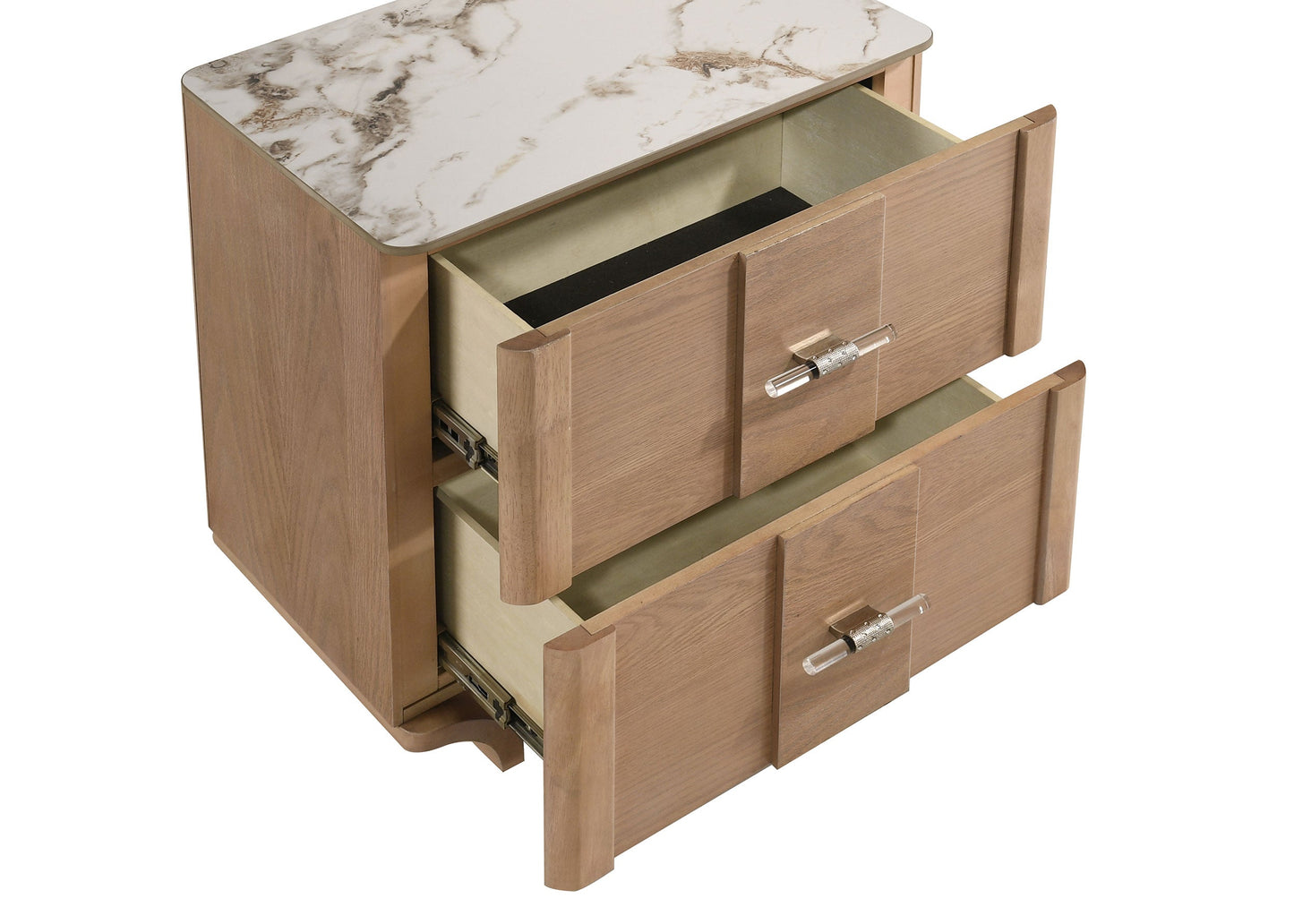 Leanne 2-drawer Sinter Stone Top Nightstand Light Oak 223132 - Venini Furniture 