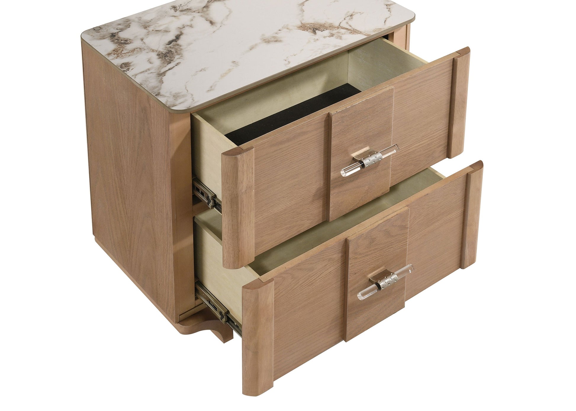 Leanne 2-drawer Sinter Stone Top Nightstand Light Oak 223132 - Venini Furniture 