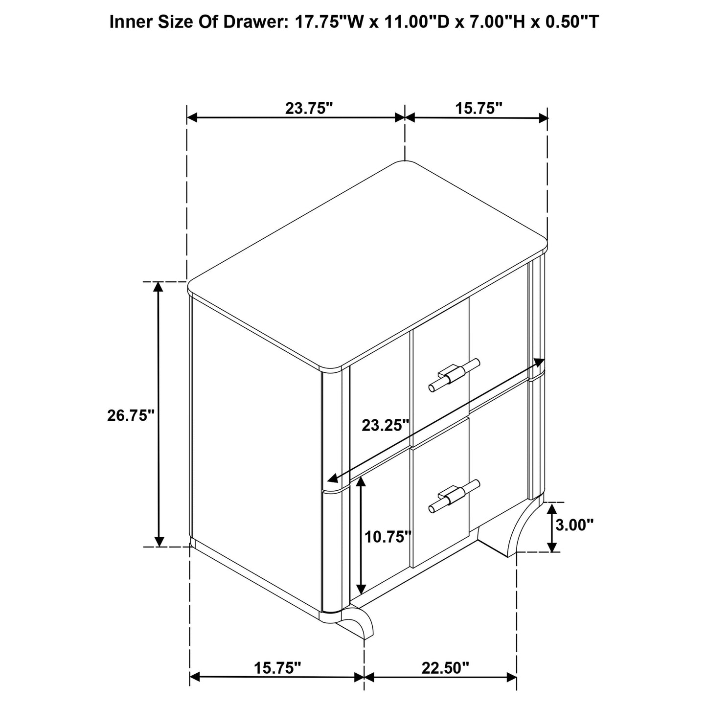 Leanne 2-drawer Sinter Stone Top Nightstand Light Oak 223132 - Venini Furniture 